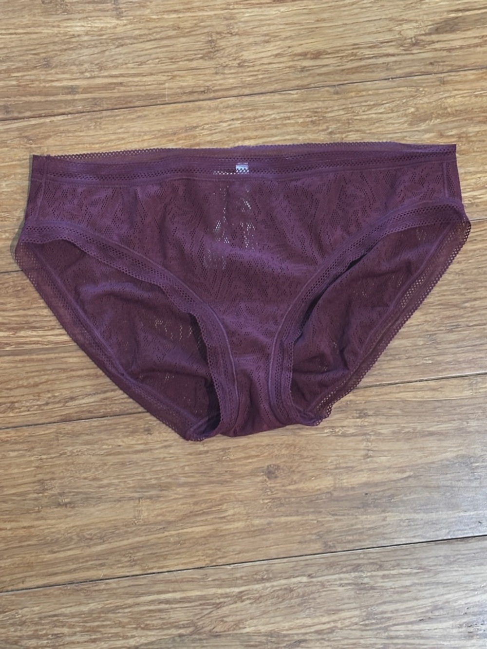 NWT Soma Stretch Lace Hipster Panty Plum Burgundy Sheer Size M